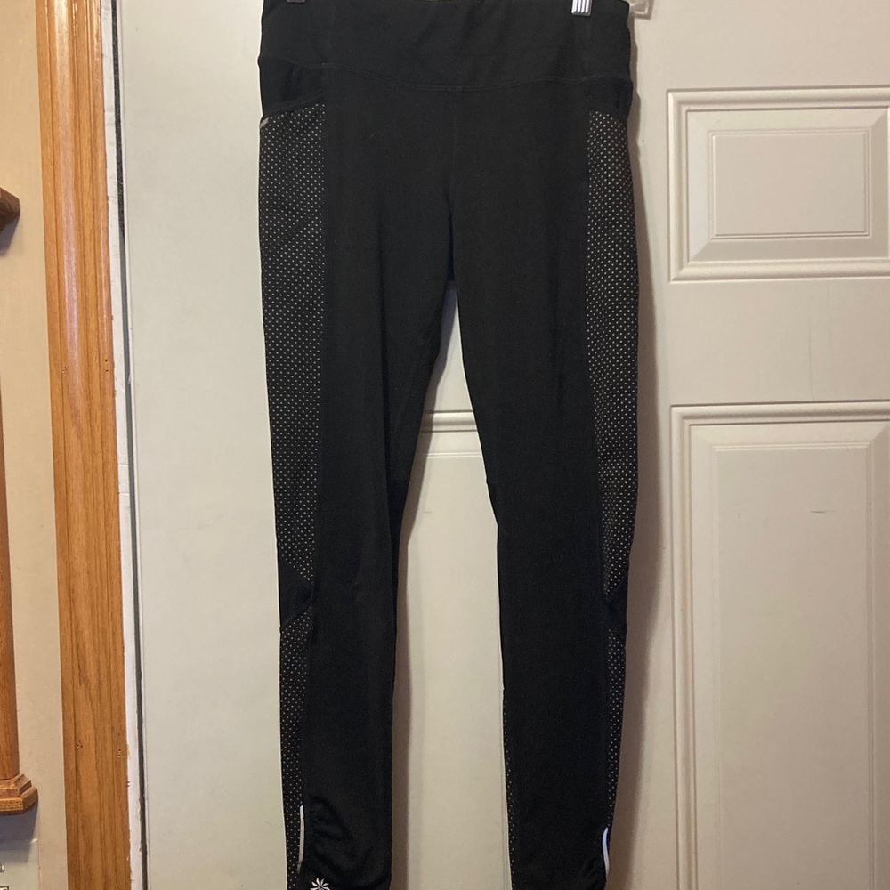 Athleta Black‎ Athletic Leggings with Dotted Side Panels S